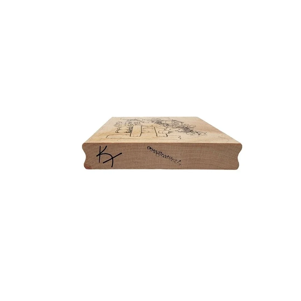 Imaginations Rubber Stamp Best Friends Girls On Fence Wood Mounted Craft 3.5x3